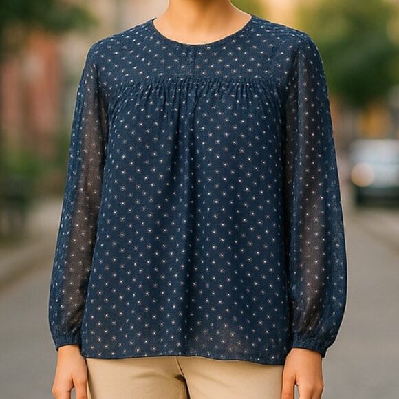 Max Studio Women's Black Mesh Polka Dot Long Sleeve Blouse - Size S - Picture 12 of 12